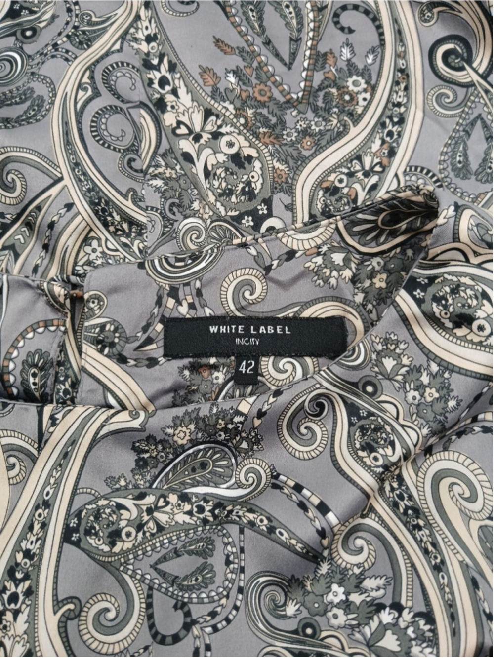 White Label Womens Dress Size 42 Gray Paisley Polyester - Picture 11 of 11